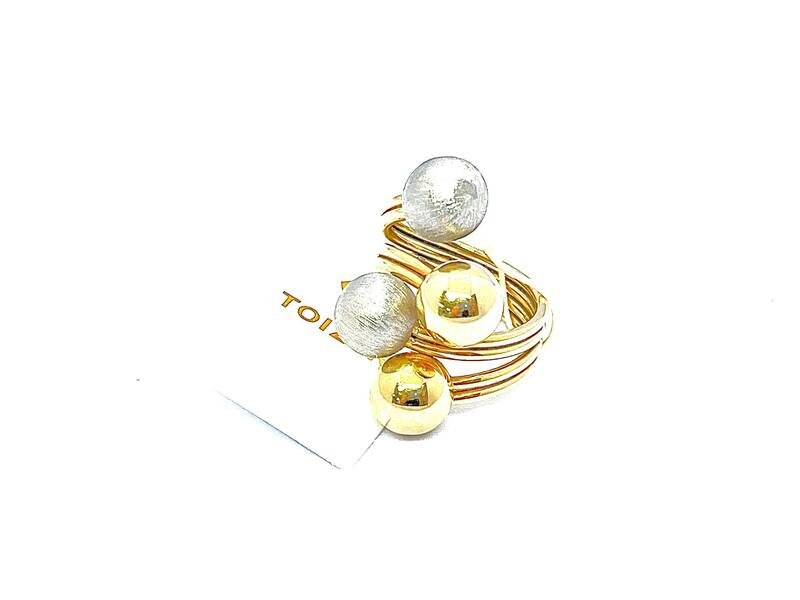 JUZ-585-2 330 Кольцо:Желтое Золото 18,5 Шарики 7,32г