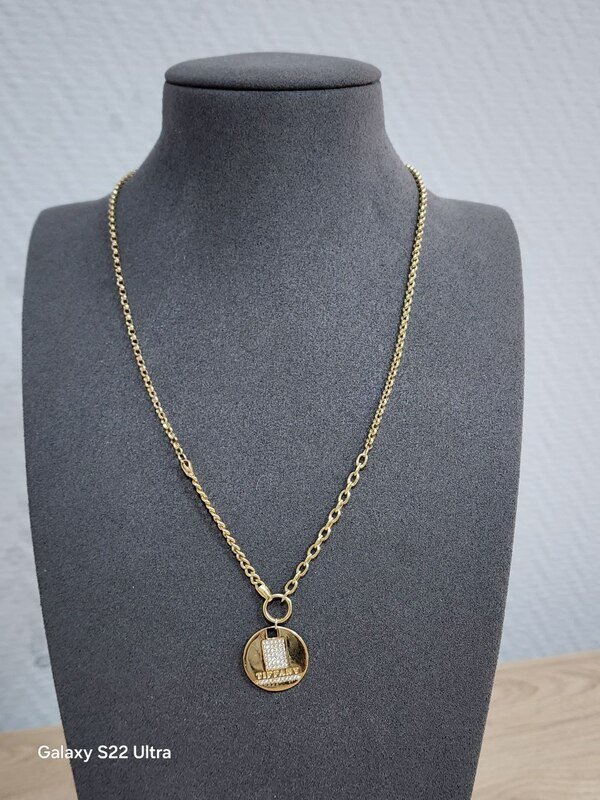 COL-585-4 877 Колье:Желтое Золото 55 Циркон 7,12г