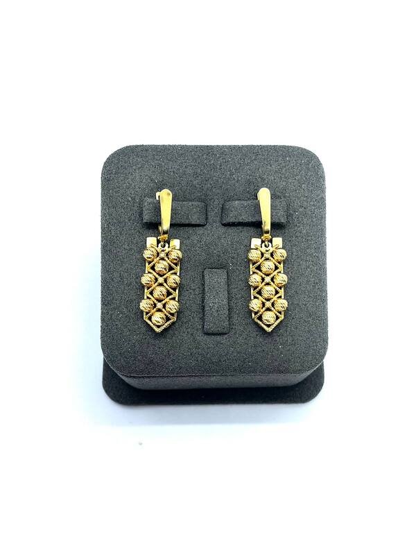 SYR-585-3 474 Серьги Желтое Золото Шарики 6,05 г
