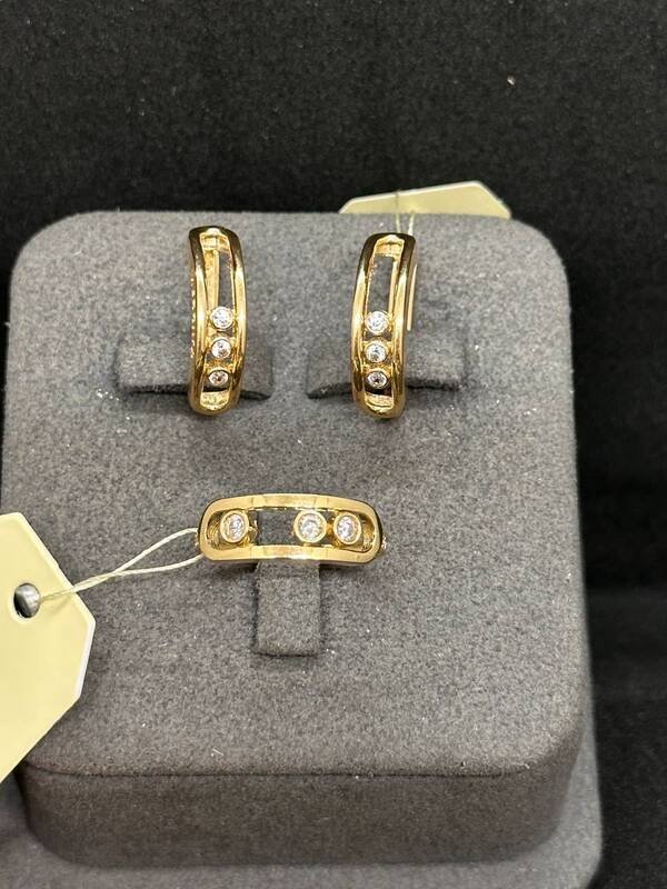 JUZ-585-9 609 Кольцо:Желтое Золото 18 Фианит 2,84г