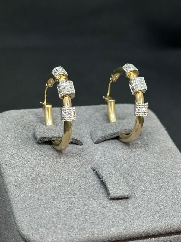 SYR-585-8 440 Серьги Желтое Золото Фианит 5,82 г
